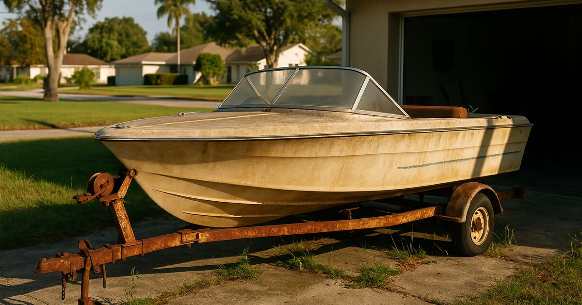 Boats, jet skis, and trailers found during a Sarasota estate or hoarder cleanout
